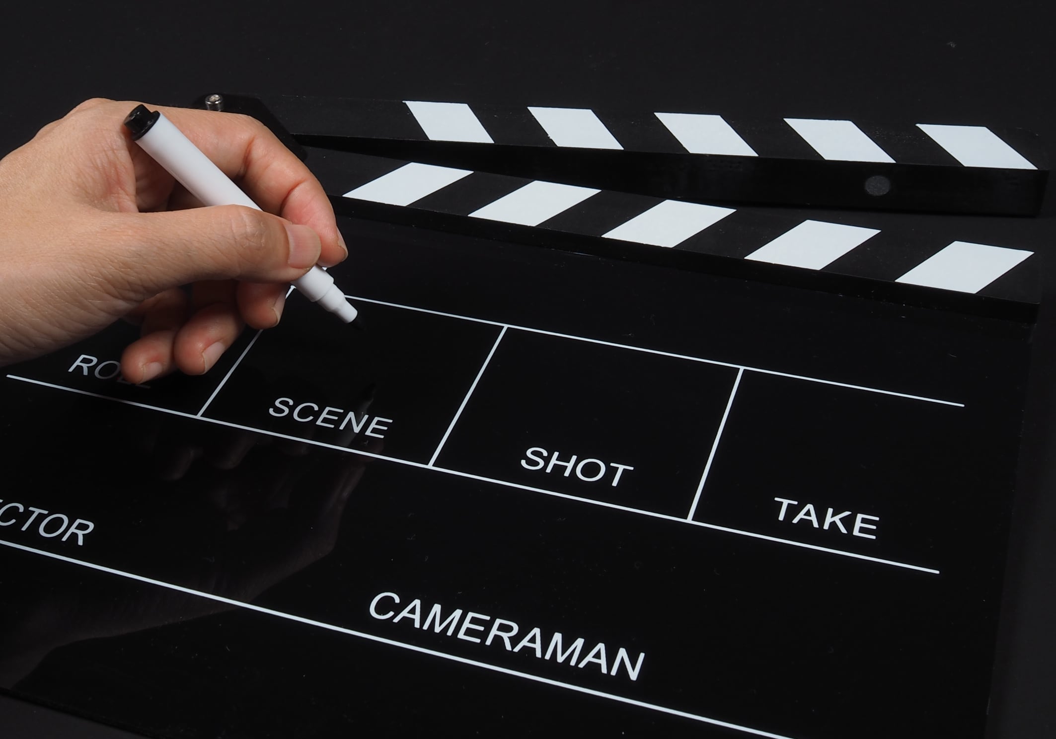 filming video clapperboard