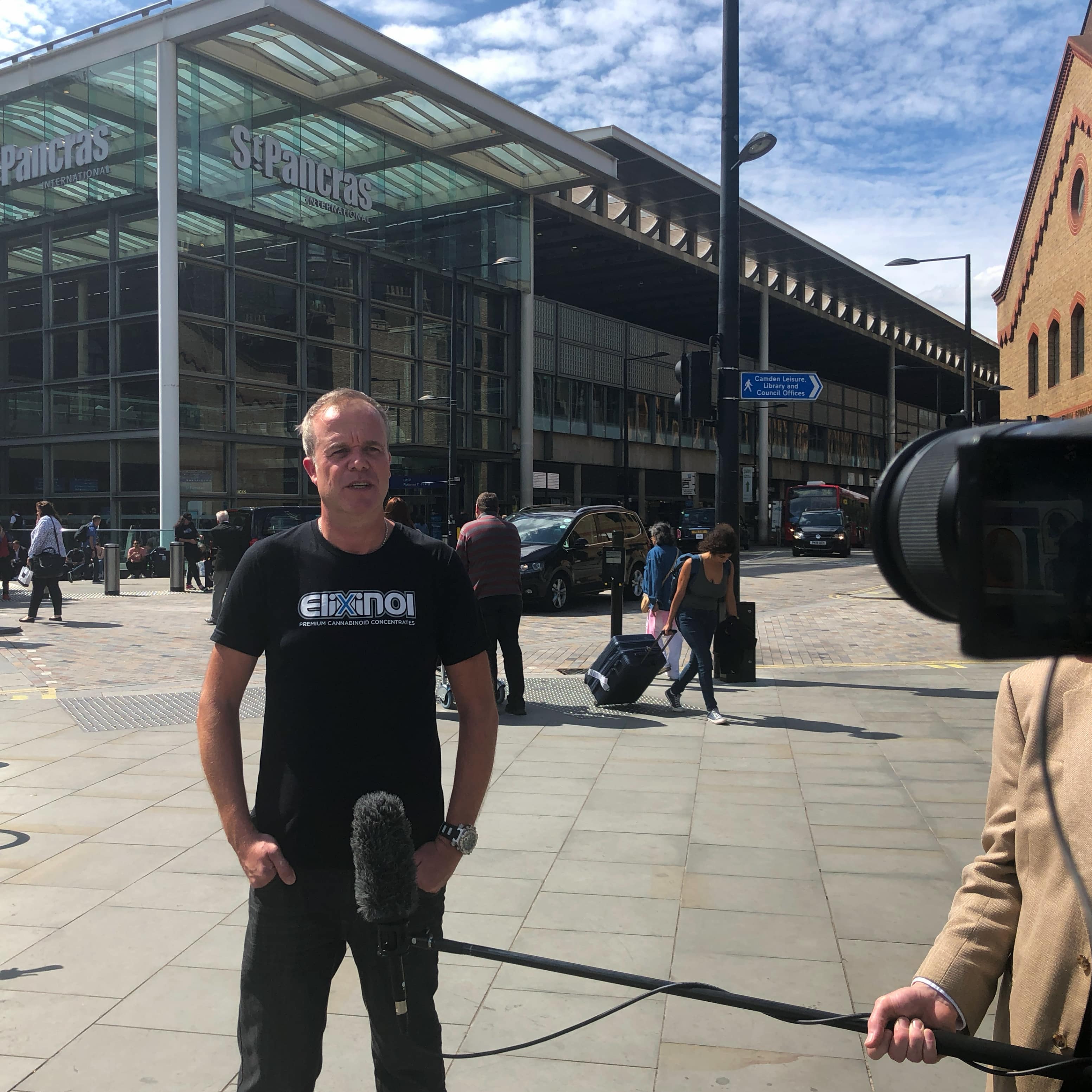 Video production in London, St Pancras,  with a TV presenter 